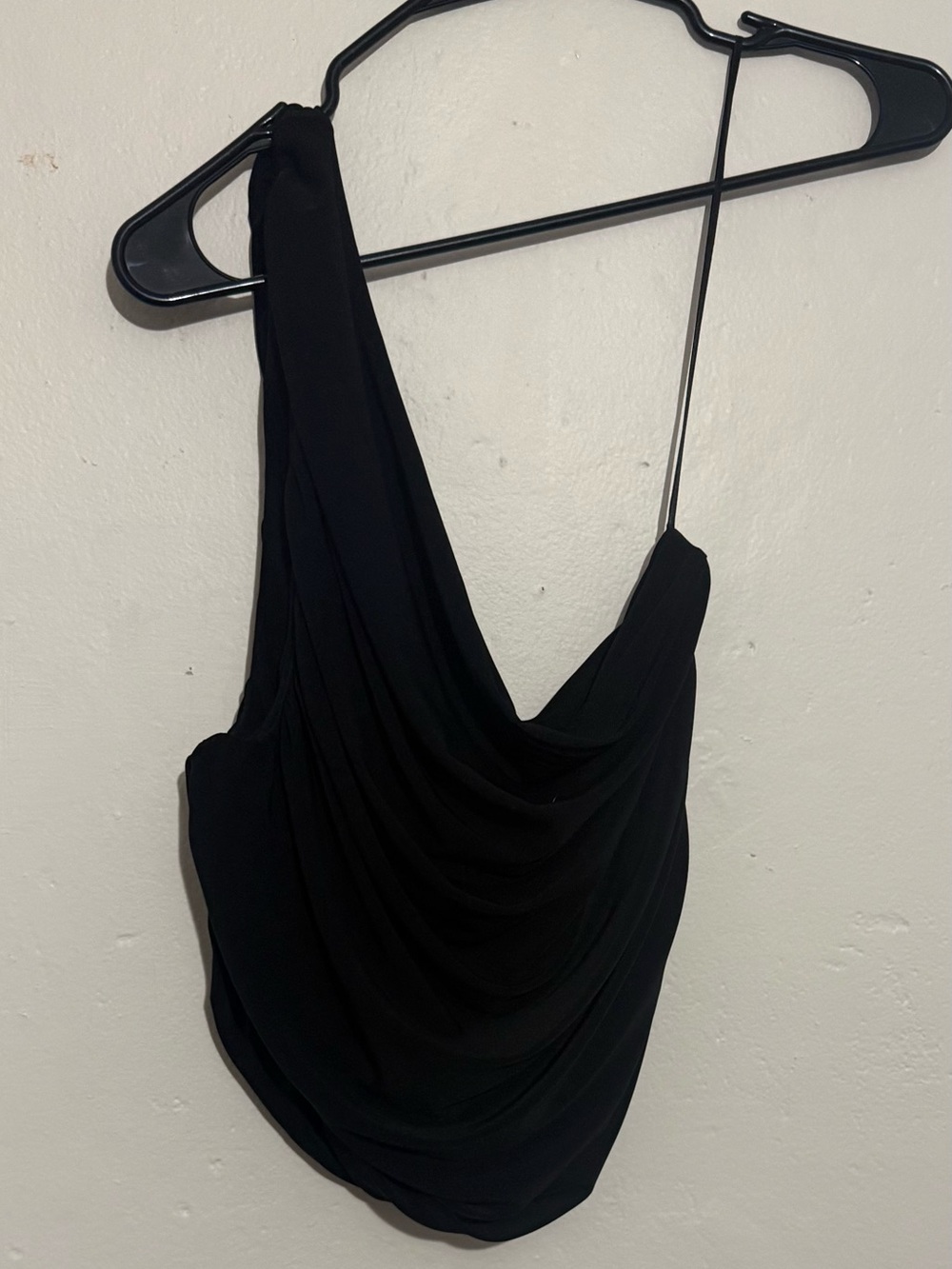 Express Black One-Shoulder Draped Cowl Dress